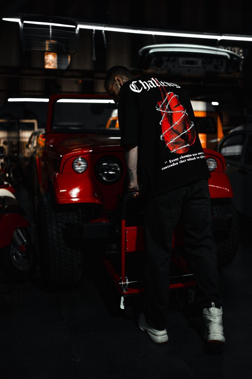 Challenge Baskılı Oversize Tshirt