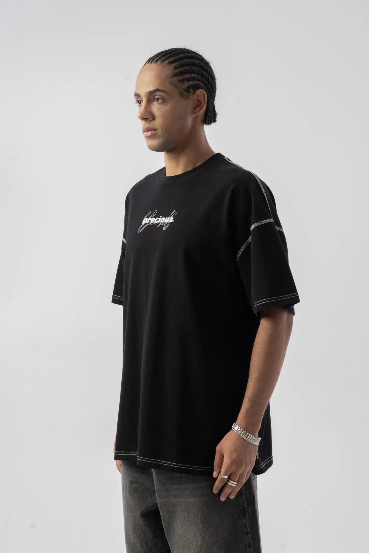 Precious Baskılı Oversize Tshirt
