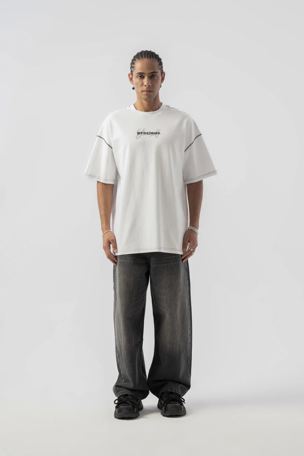 Precious Baskılı Oversize Tshirt