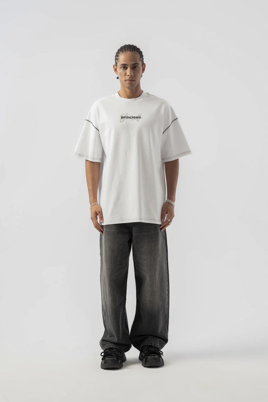 Precious Baskılı Oversize Tshirt