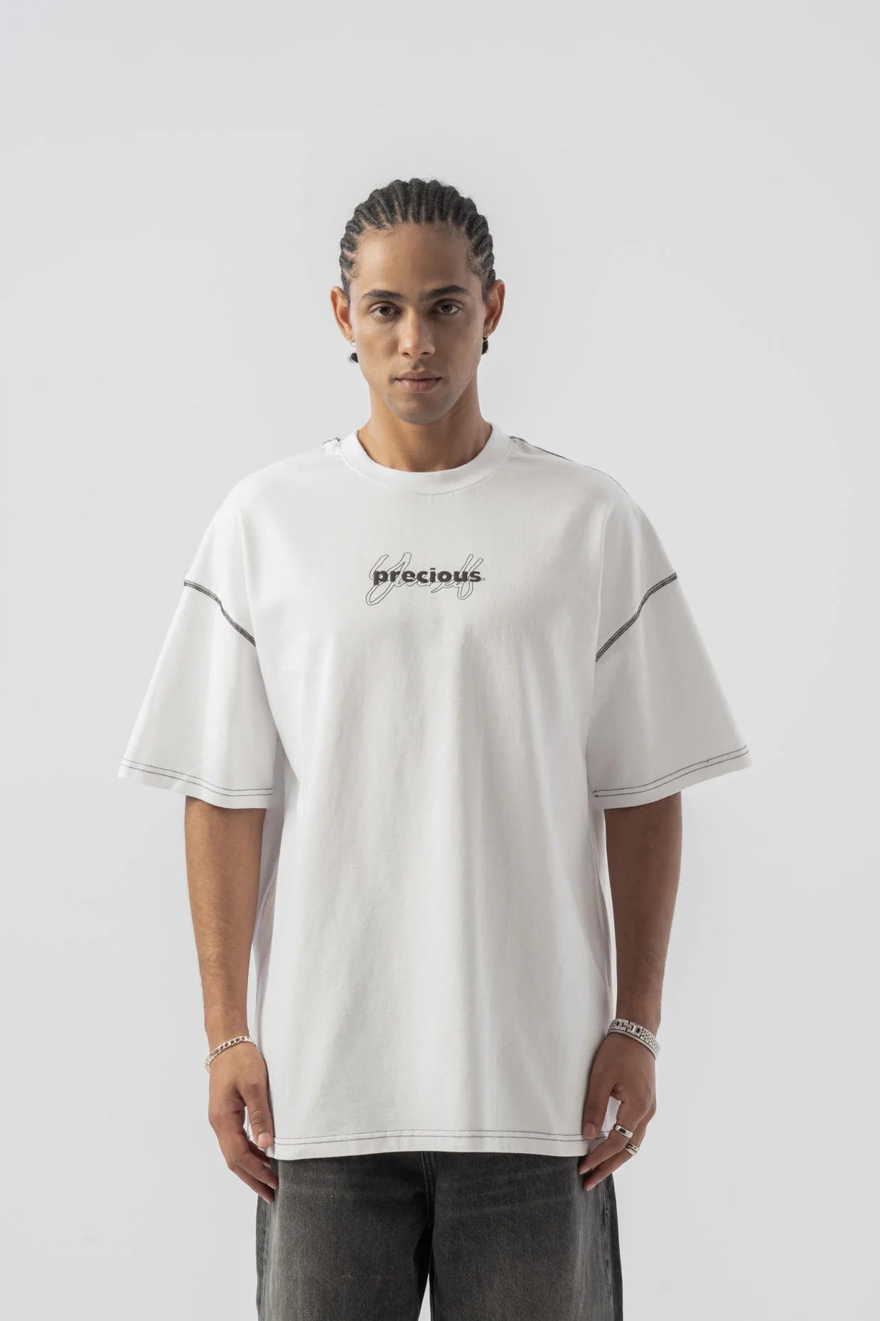 Precious Baskılı Oversize Tshirt