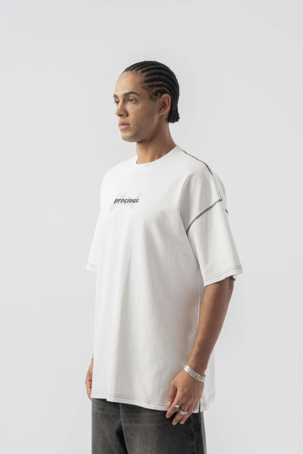 Precious Baskılı Oversize Tshirt