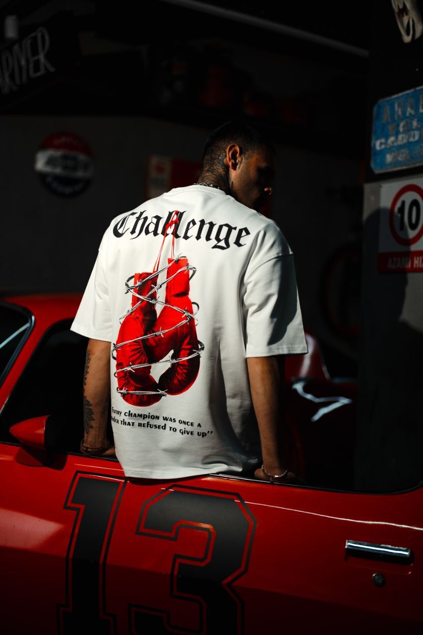 Challenge Baskılı Oversize Tshirt